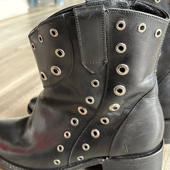 Frye Womens Diana Grommet Short Boot Black Leather Size 8.5 M - Picture 11 of 16